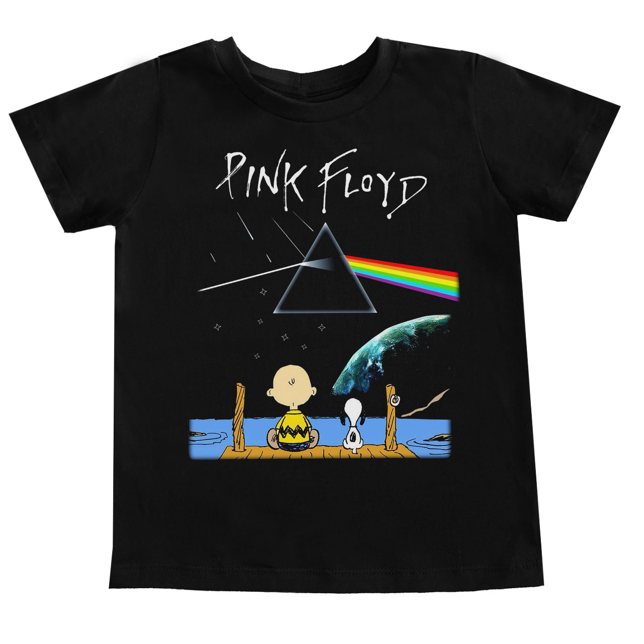 Camiseta infantil Rock Pink Floyd Snoopy Preto