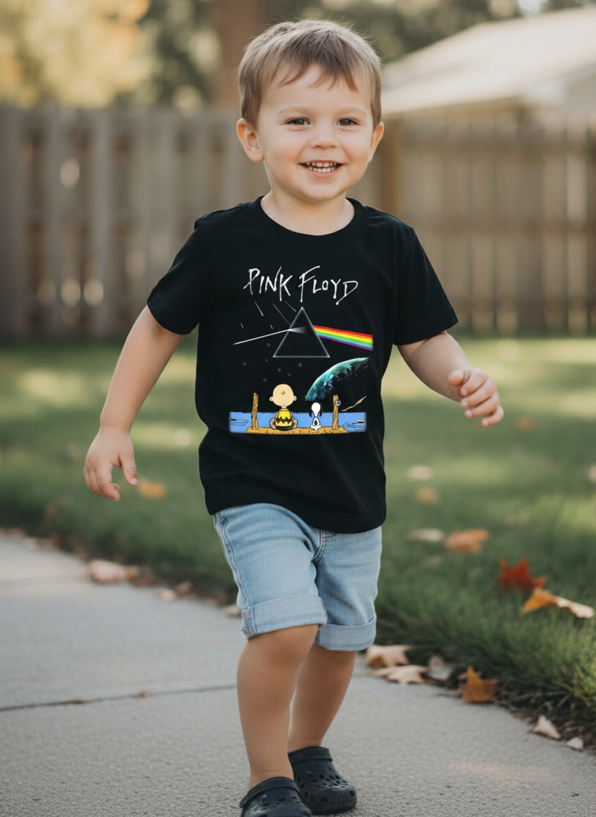 Camiseta infantil Rock Pink Floyd Snoopy Preto — foto 2