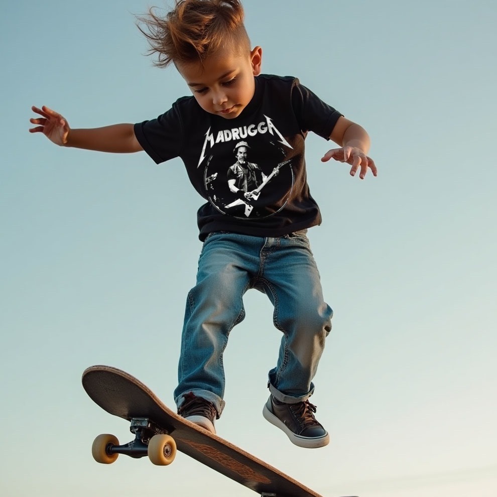 Camiseta infantil Rock Metallica Madruga Preto — foto 2