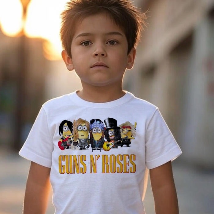 Camiseta infantil Rock Guns n'roses Minions — foto 2