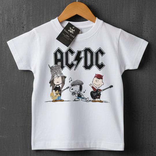 Camiseta Infantil Rock  ACDC Cute - Branca