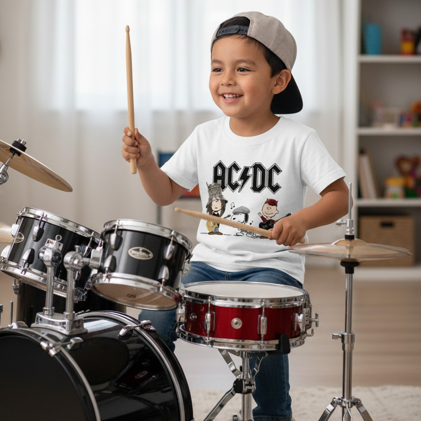 Camiseta Infantil Rock  ACDC Cute - Branca — foto 2
