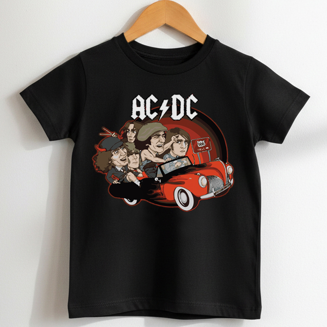 Camiseta  Infantil Rock ACDC Car - preta