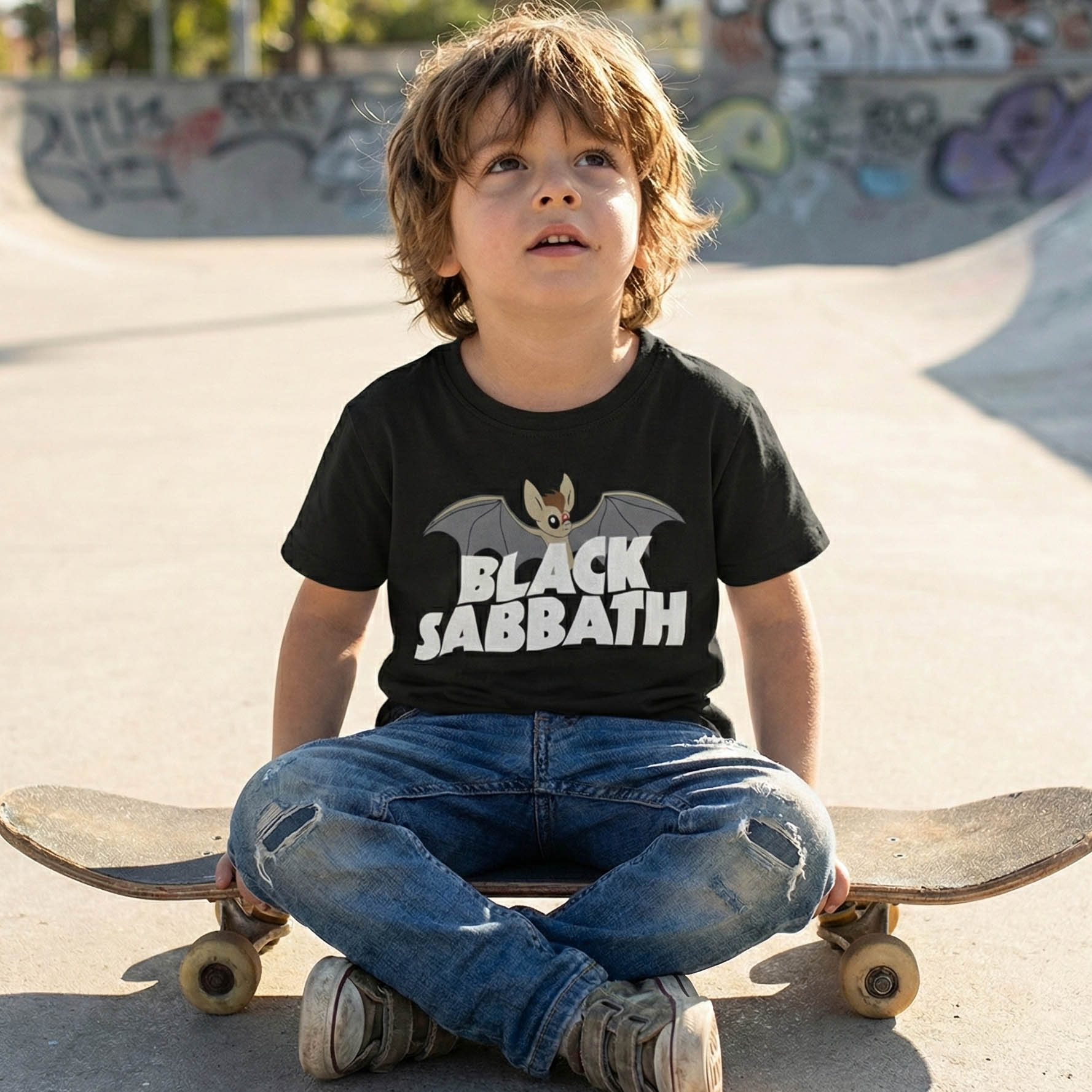 Camiseta Infantil Rock Black Sabbath morcego - preto — foto 2