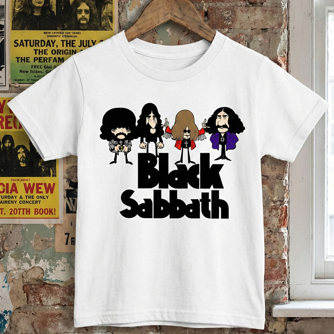 Camiseta Infantil Rock Black Sabbath Caricatura