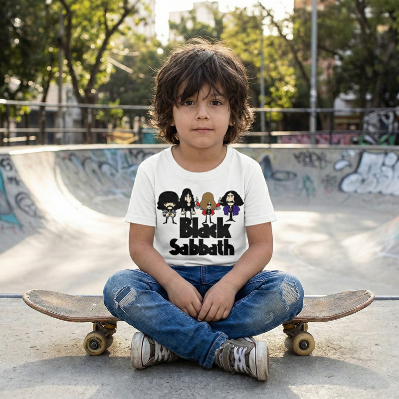 Camiseta Infantil Rock Black Sabbath Caricatura — foto 2