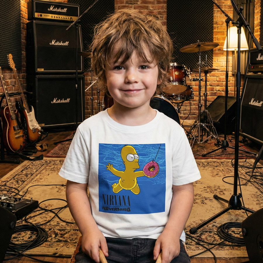 Camiseta Infantil Rock Nirvana Simpons Homer — foto 2