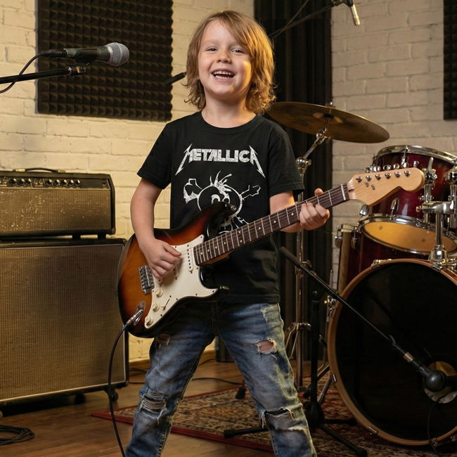 Camiseta infantil Rock Metallica caveira cute — foto 2