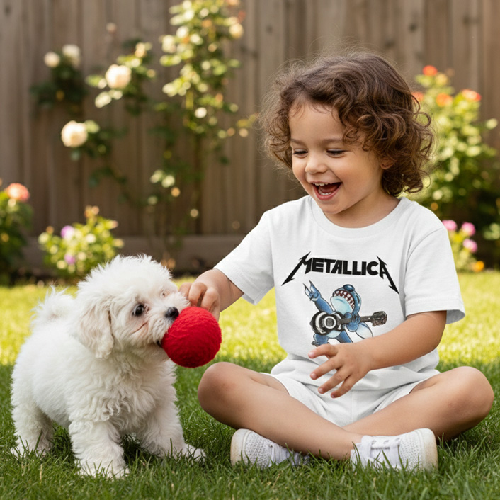 Camiseta infantil Rock Metallica Stitch — foto 2