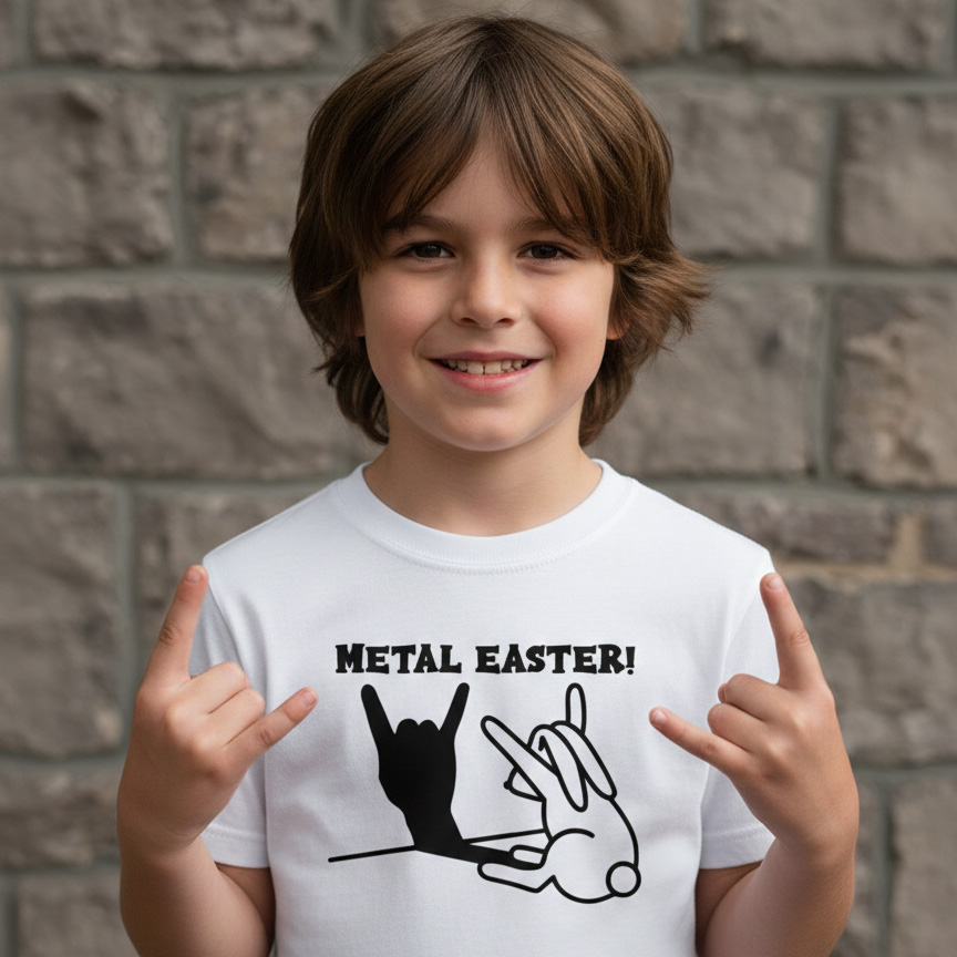 Camiseta Infantil rock tematico páscoa - Coelho