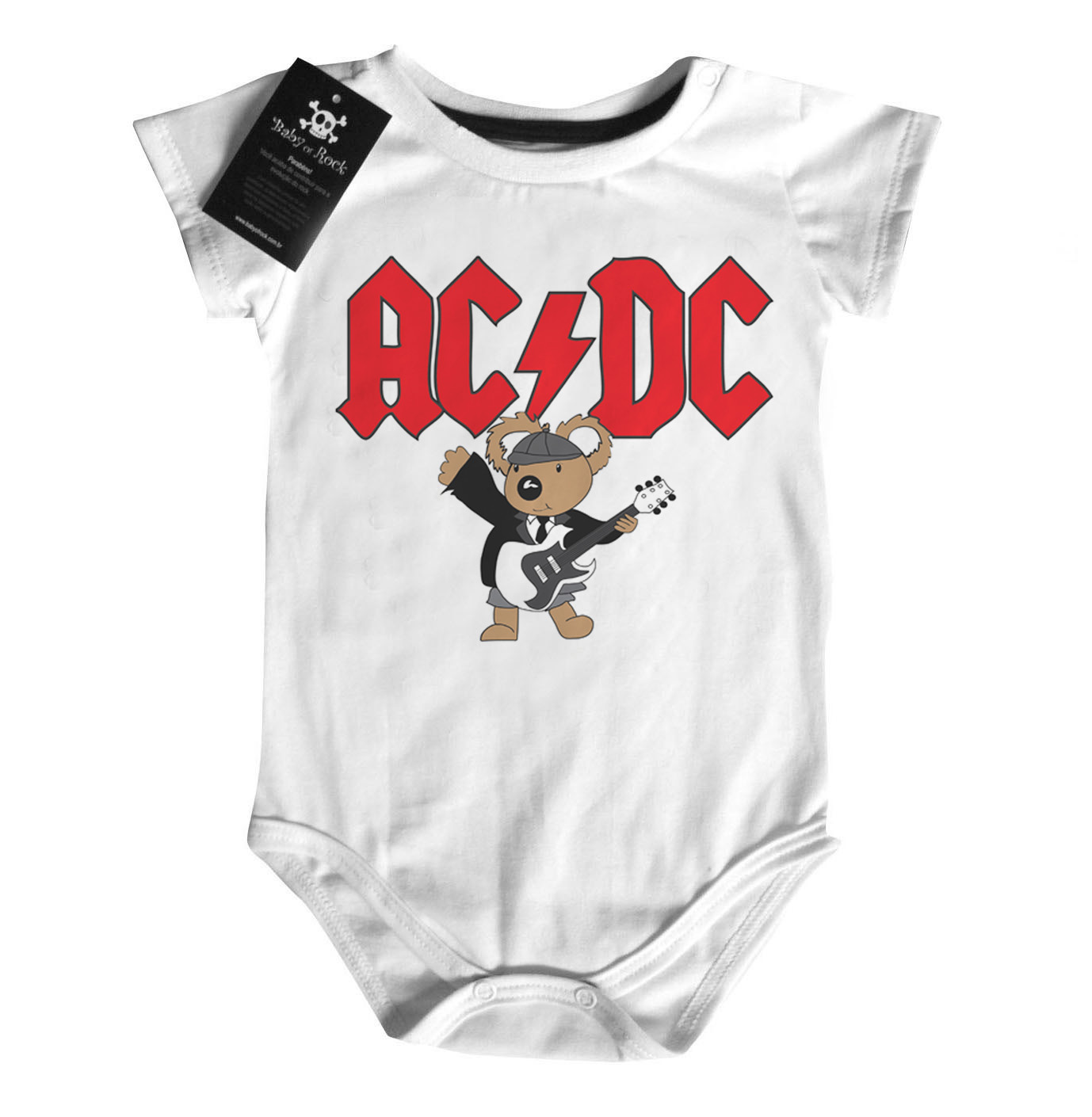 Body Bebê Rock  ACDC Ursinho