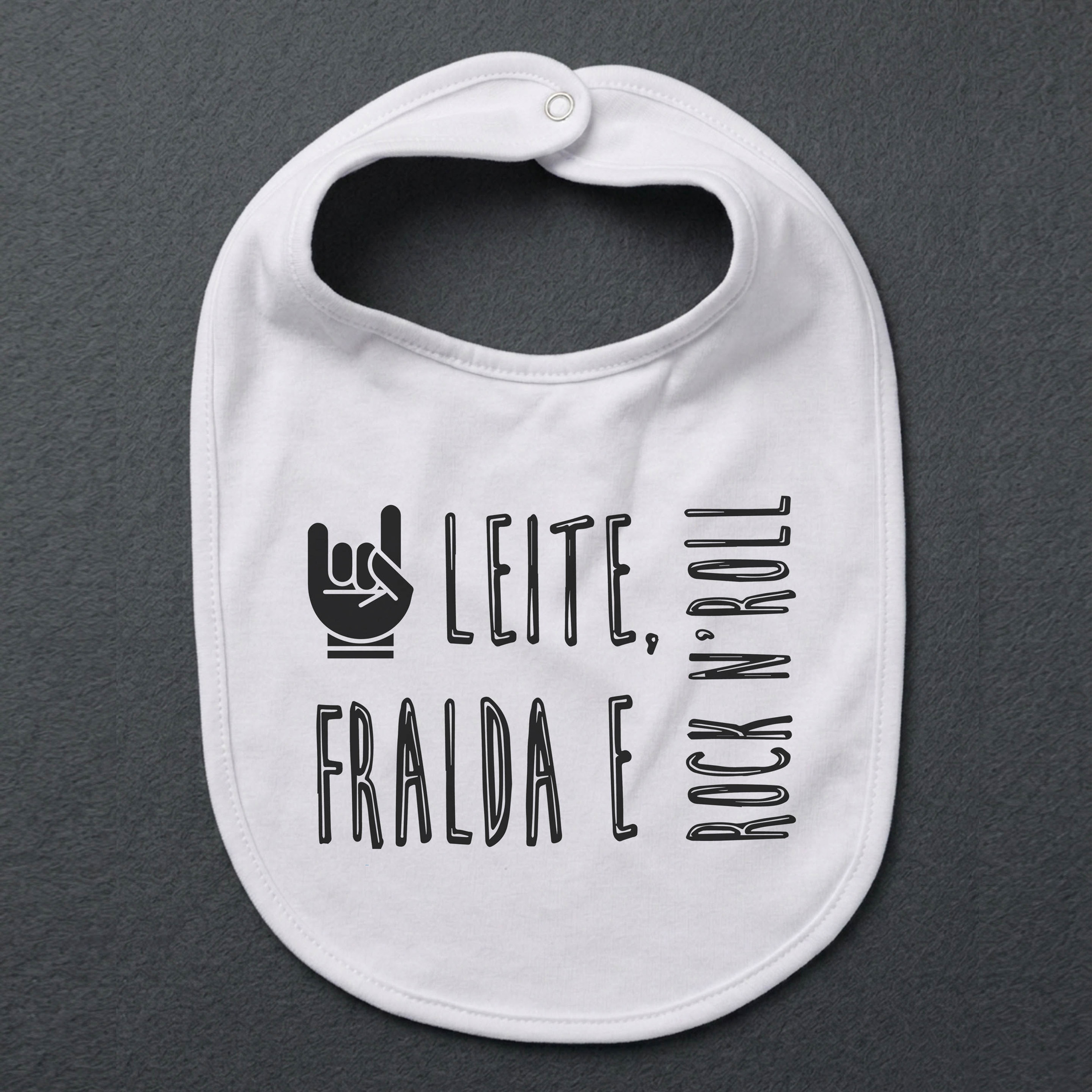 Babador bebê Rock divertido Leite, Fraldas e Rock n' roll