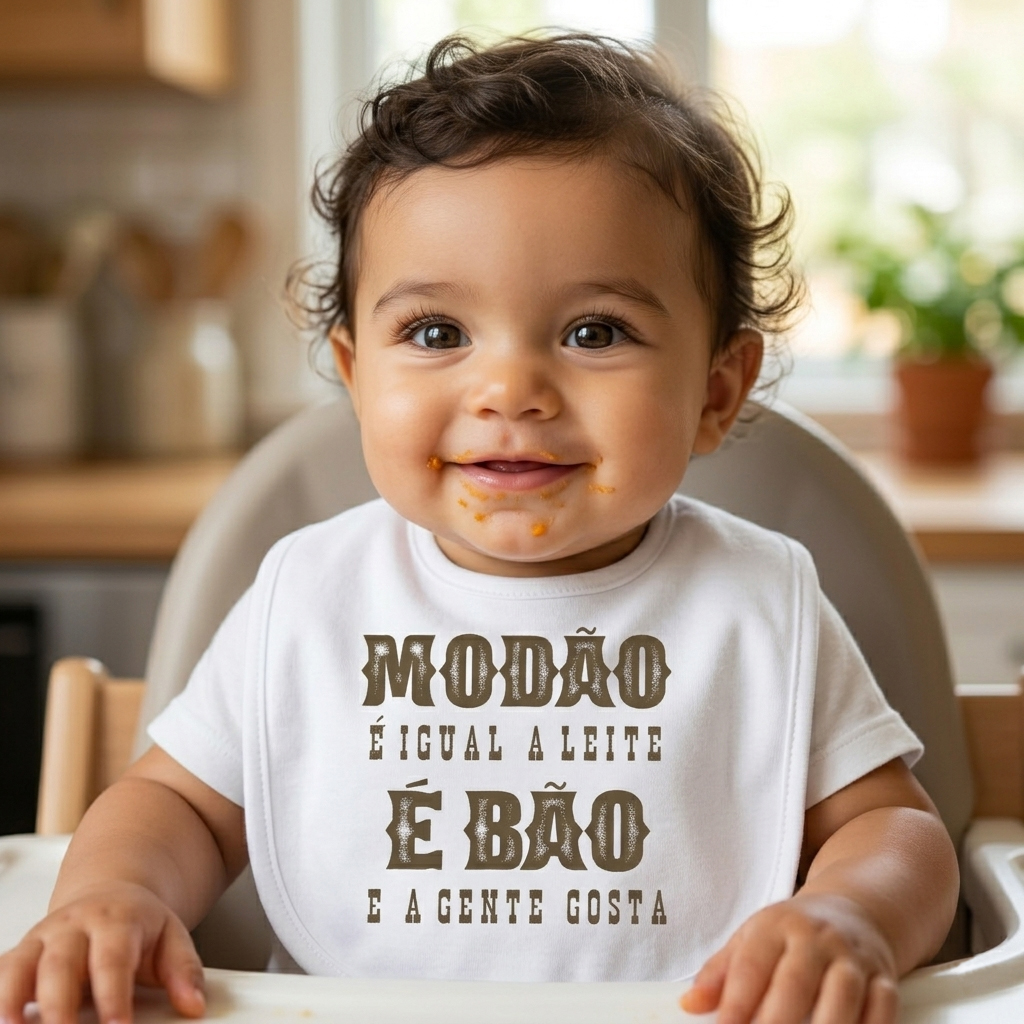 Babador bebê Divertido Sertanejo Modão é igual a leite — foto 2