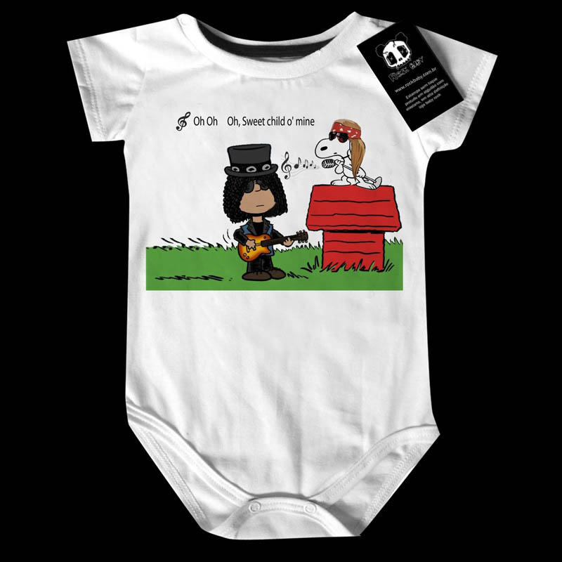 Body Bebê Rock Guns n Roses Snoopy