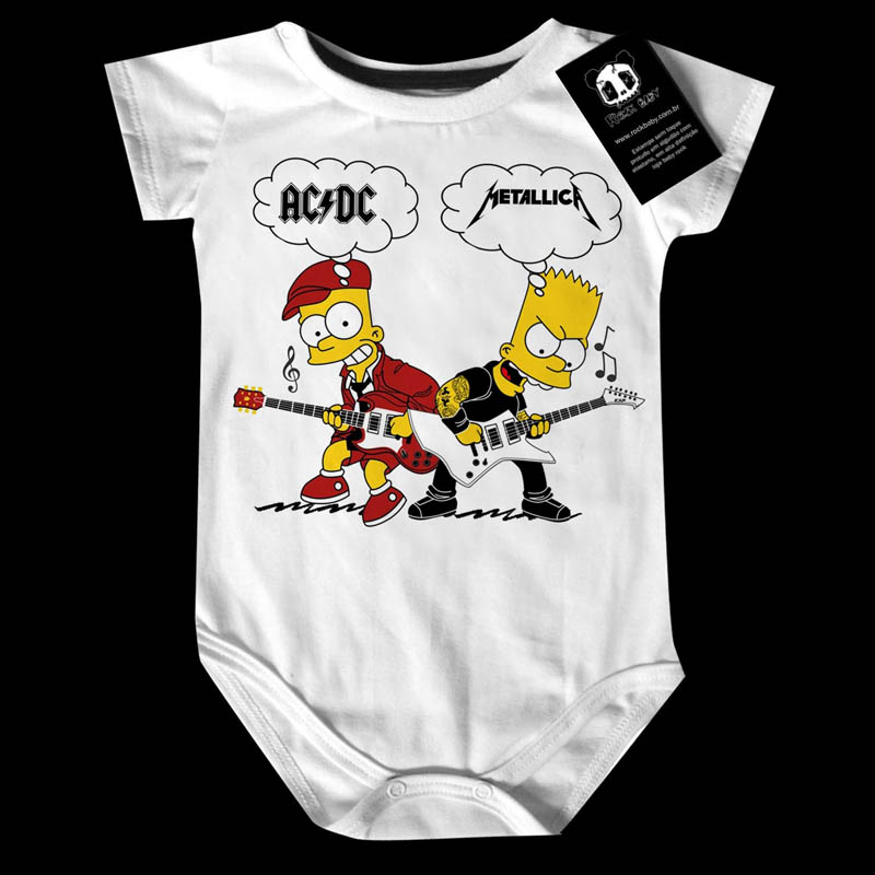 Body Rock Bebê ACDC Metallica Simpsons