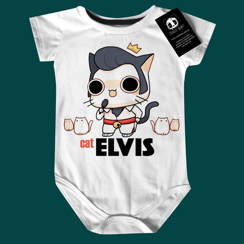 Body Bebê Rock  Elvis Cat