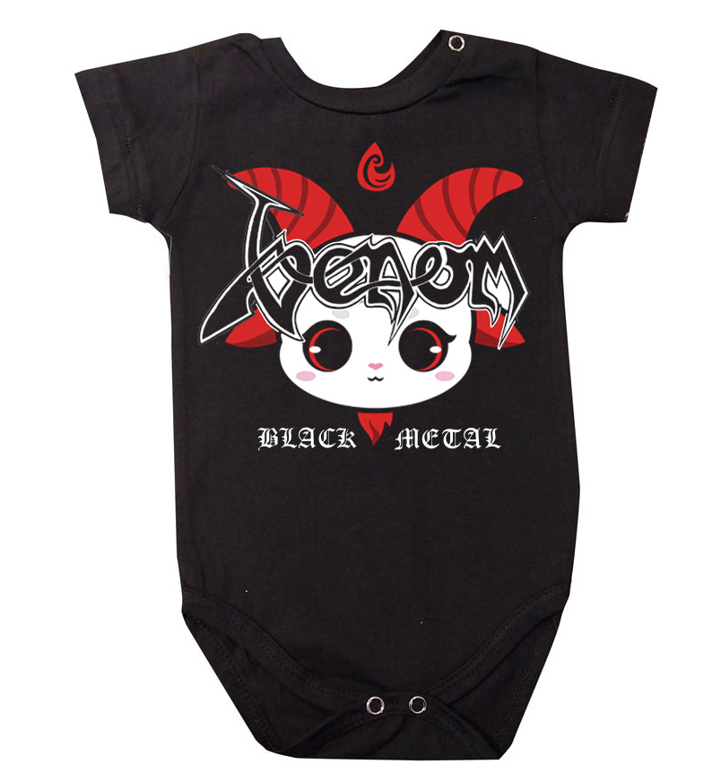 Body bebê Rock Venom Black Metal Preto