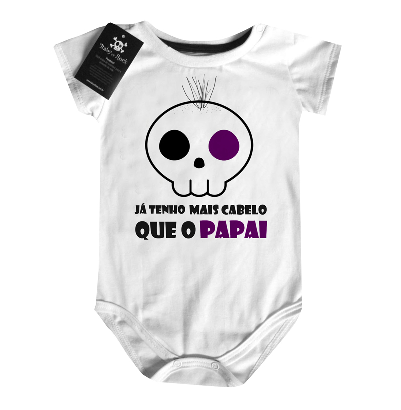 Body  bebê Divertido Ja tenho mais cabelo que Papai