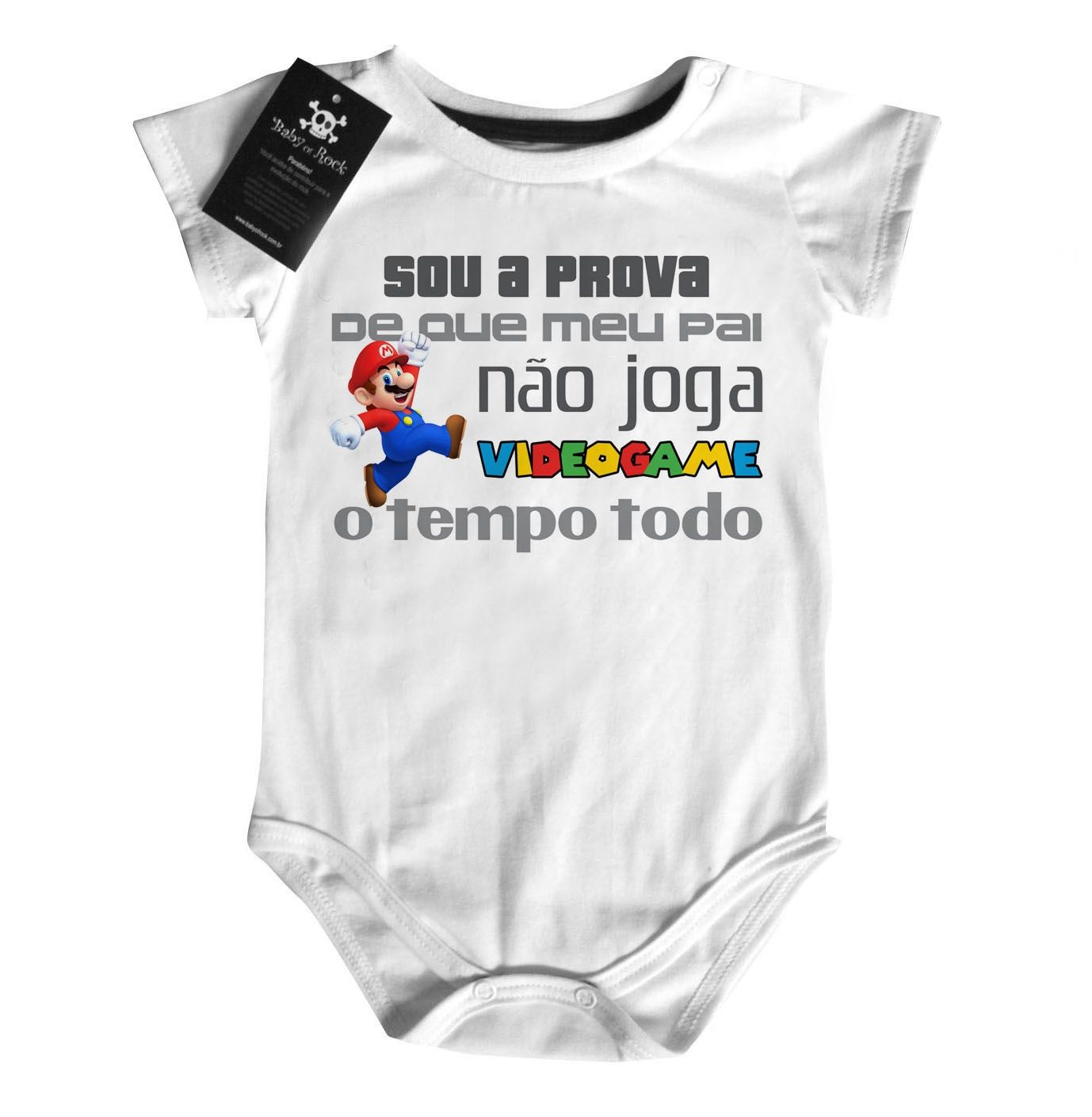 Body  bebê Divertido Mario sou a prova - videogame