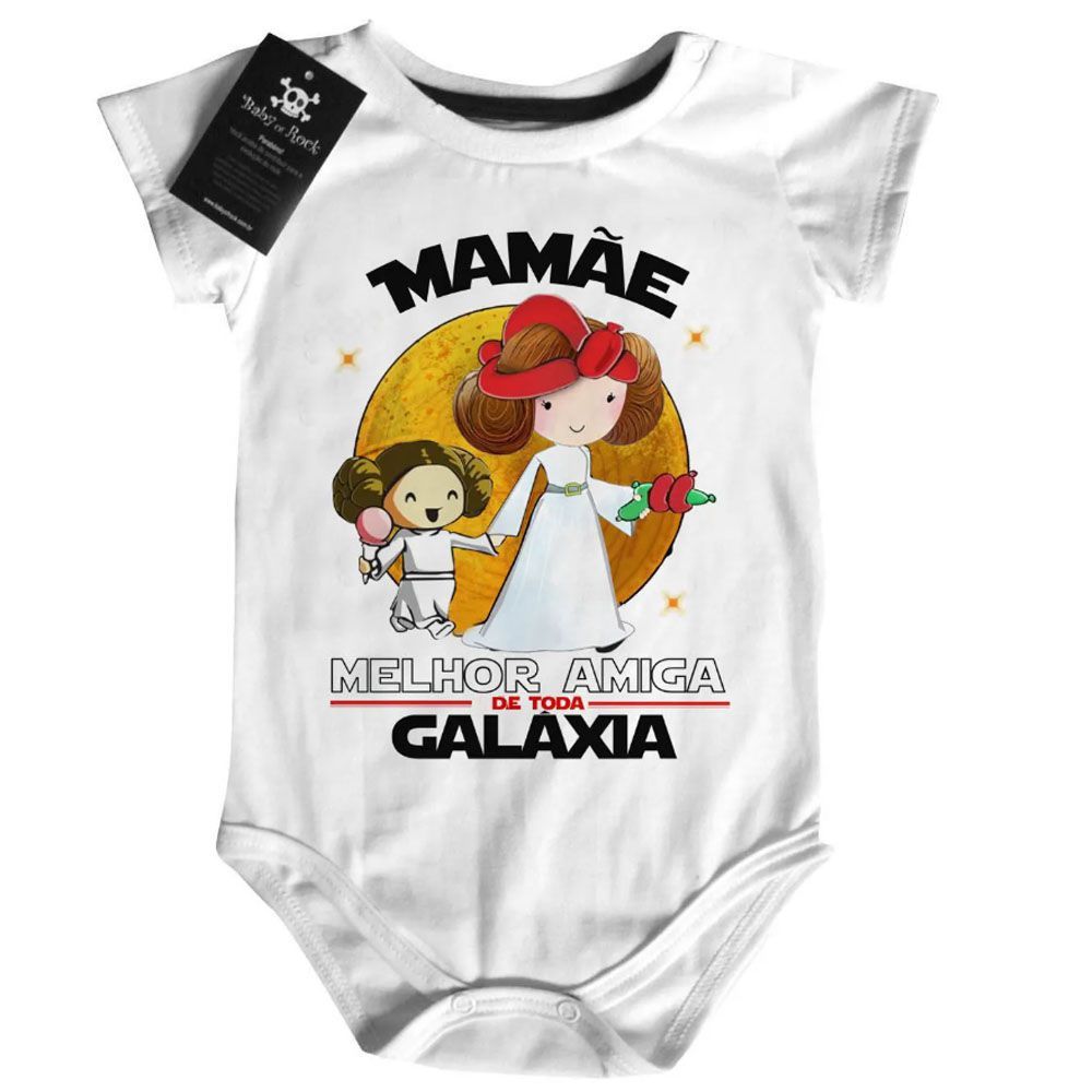 Body  bebê Divertido Mamãe melhor amiga da galaxia - Menina