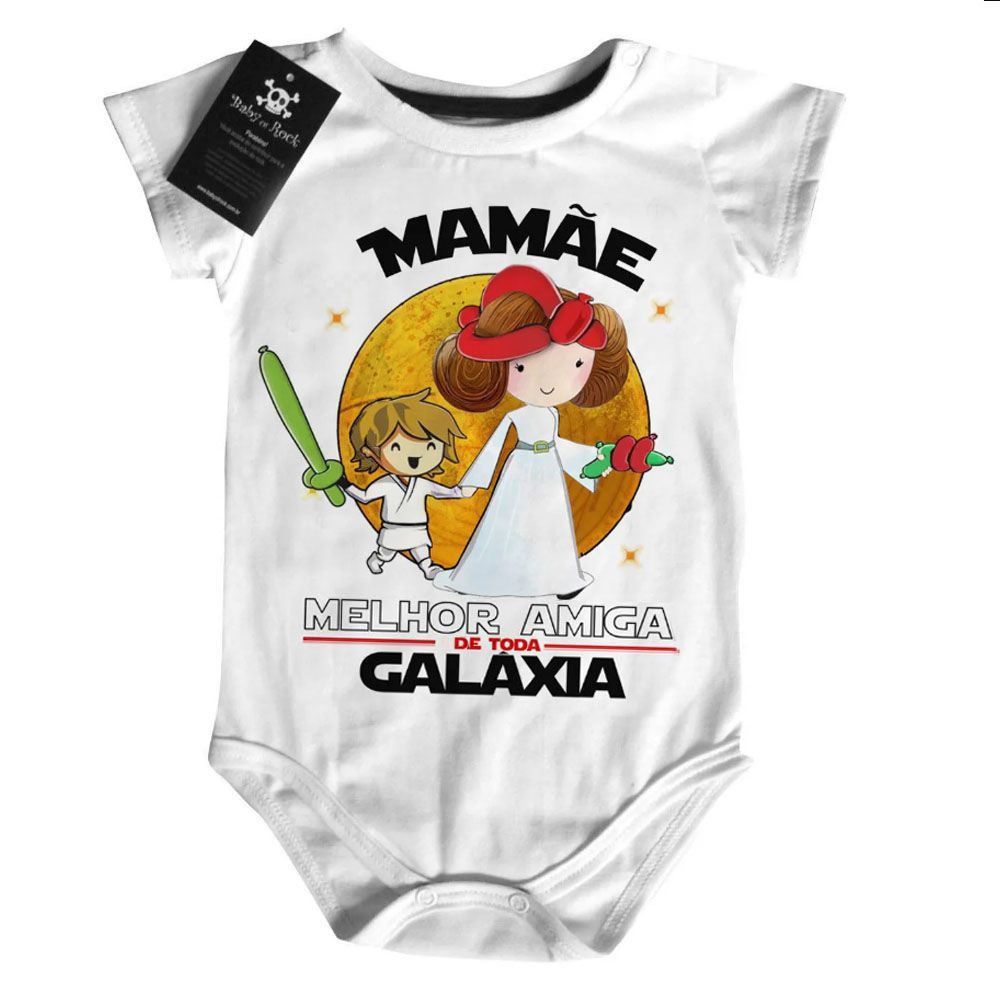 Body  bebê Divertido Mamãe melhor amiga da galaxia - Menino