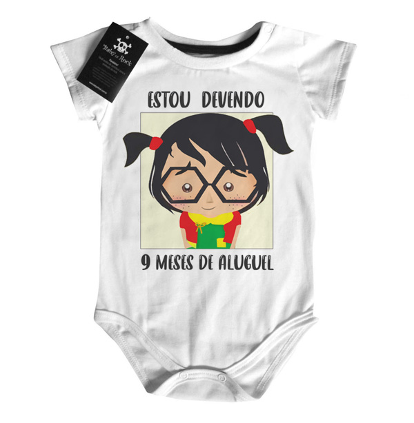 Body  bebê Divertido Estou devendo 9 meses de aluguel - Chiquinha