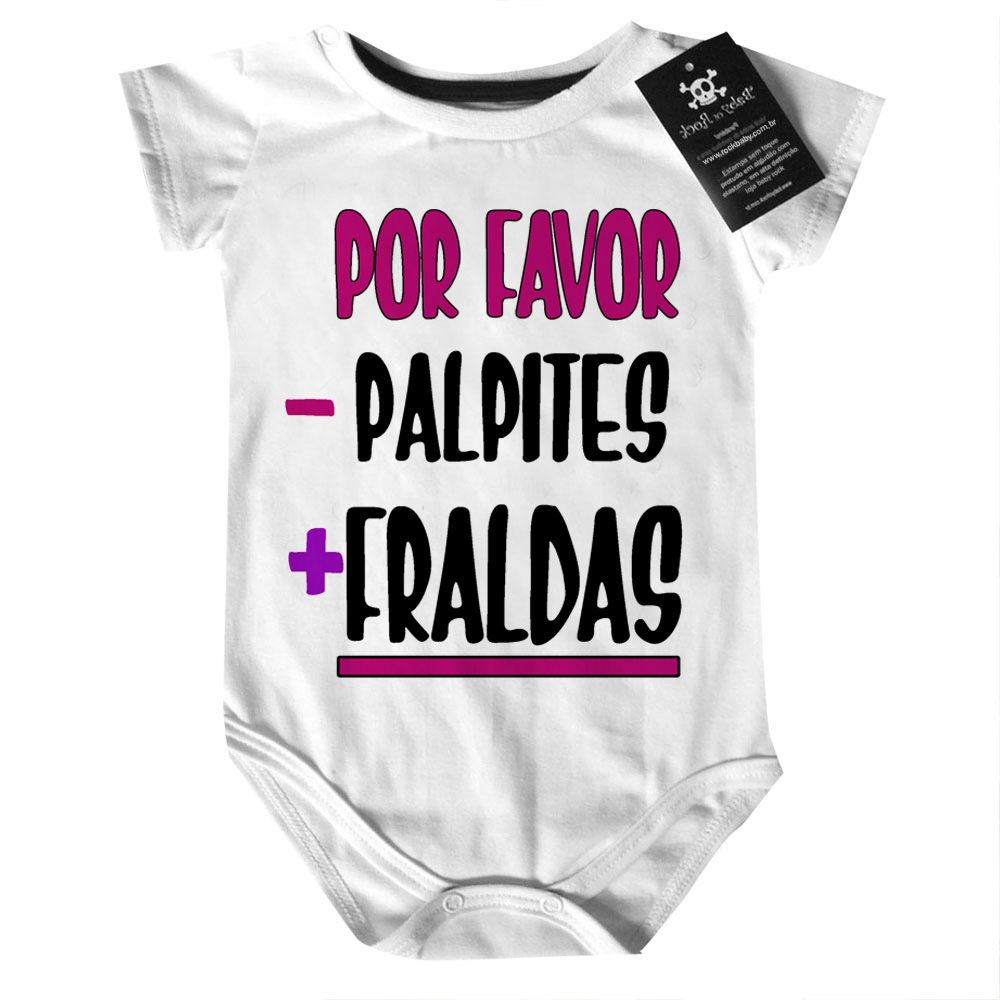 Body  bebê Divertido Menos palpites mais fraldas