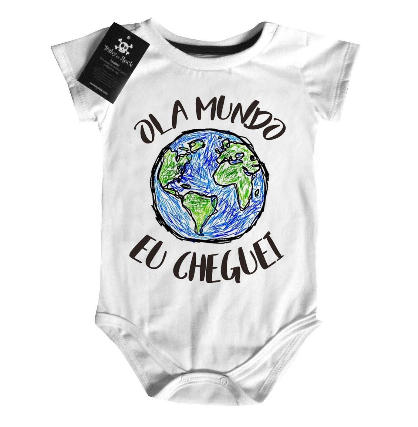 Body bebê Divertido Olá mundo cheguei