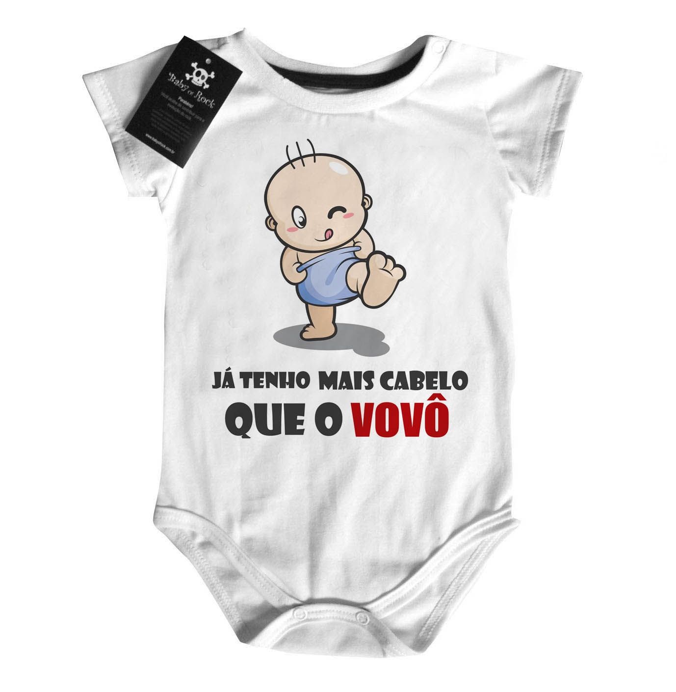 Body  bebê Divertido Já tenho mais cabelo que o vovô