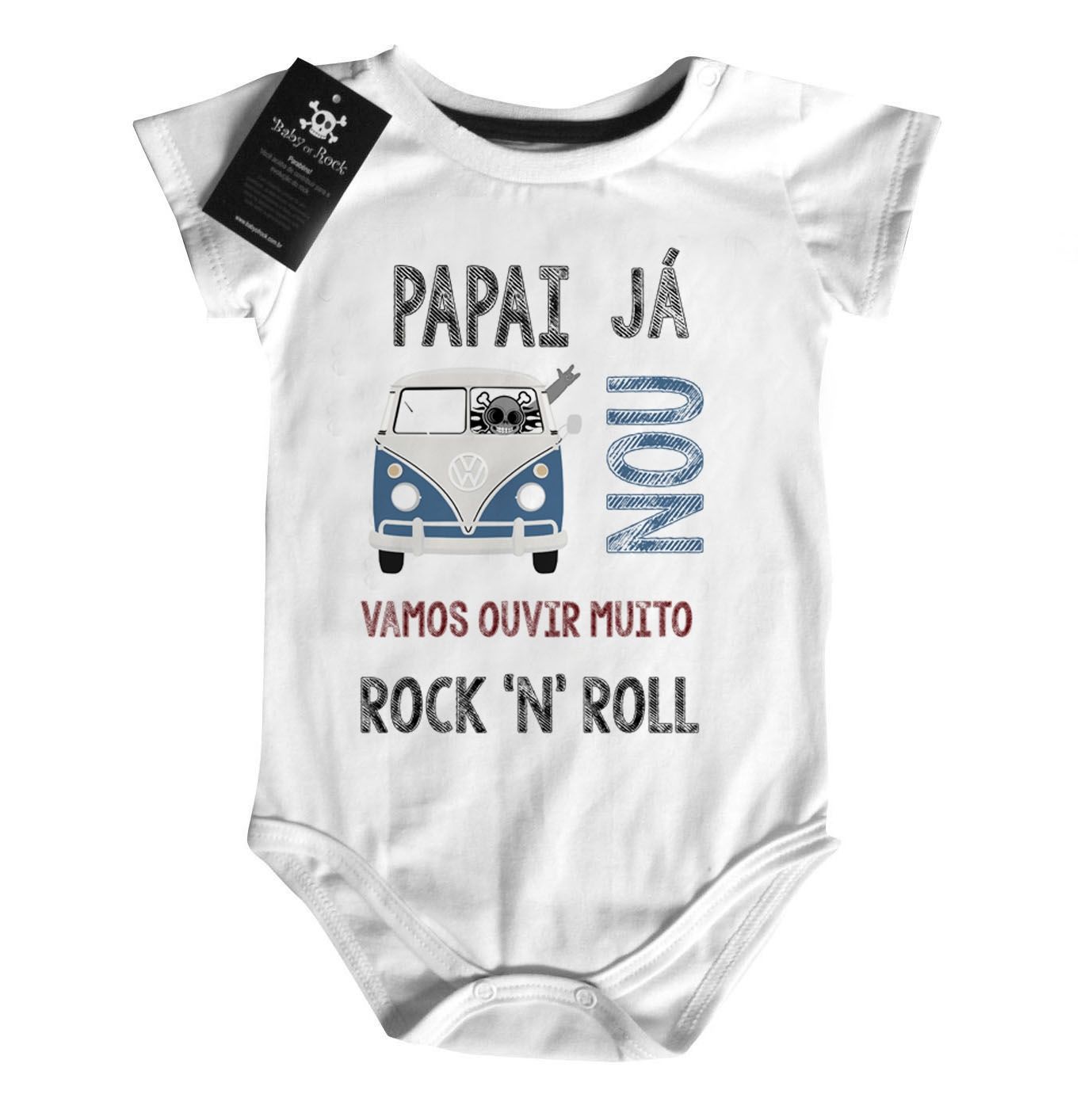 Body bebê Divertido Papai já kombinou Rock