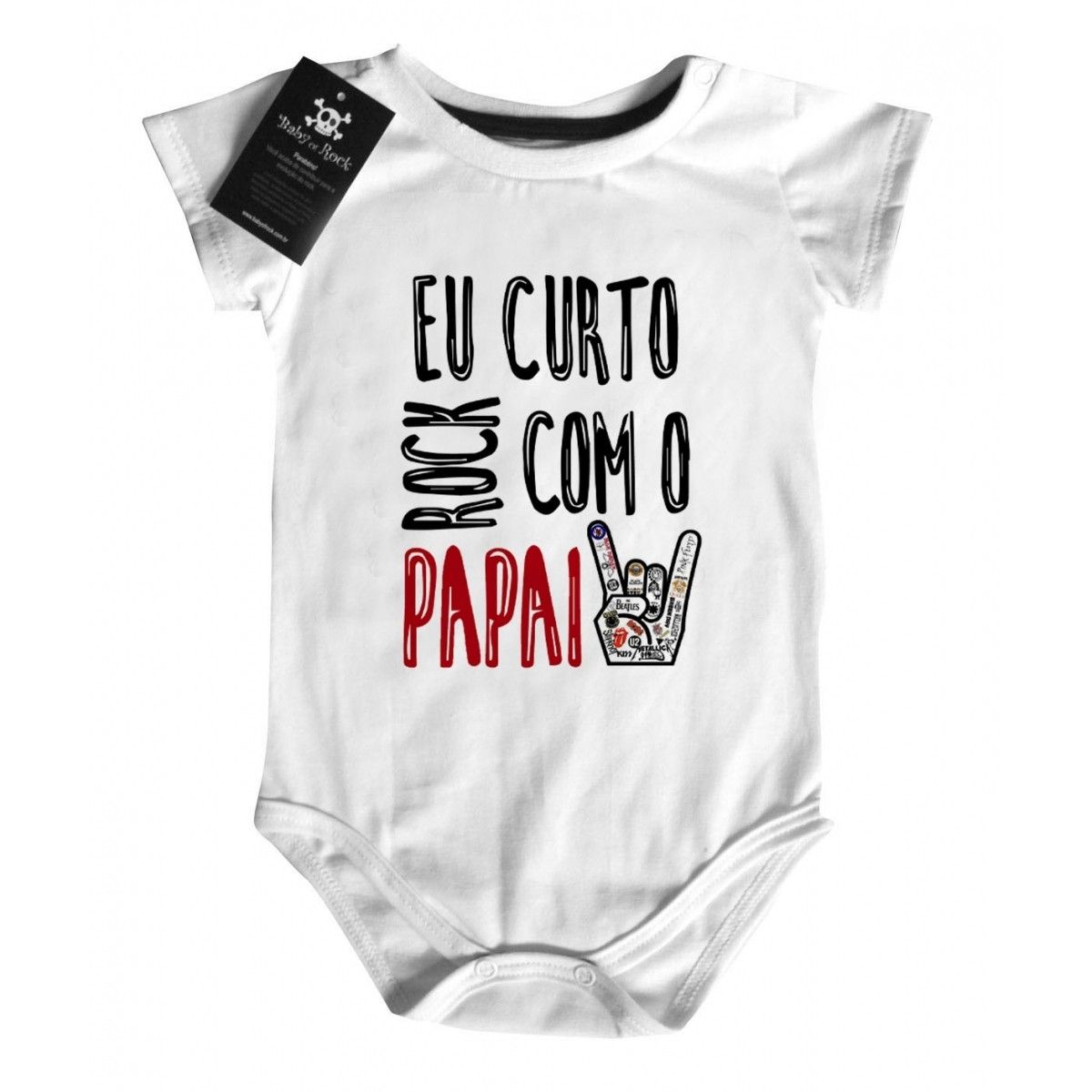 Body bebê Eu curto rock com o papai