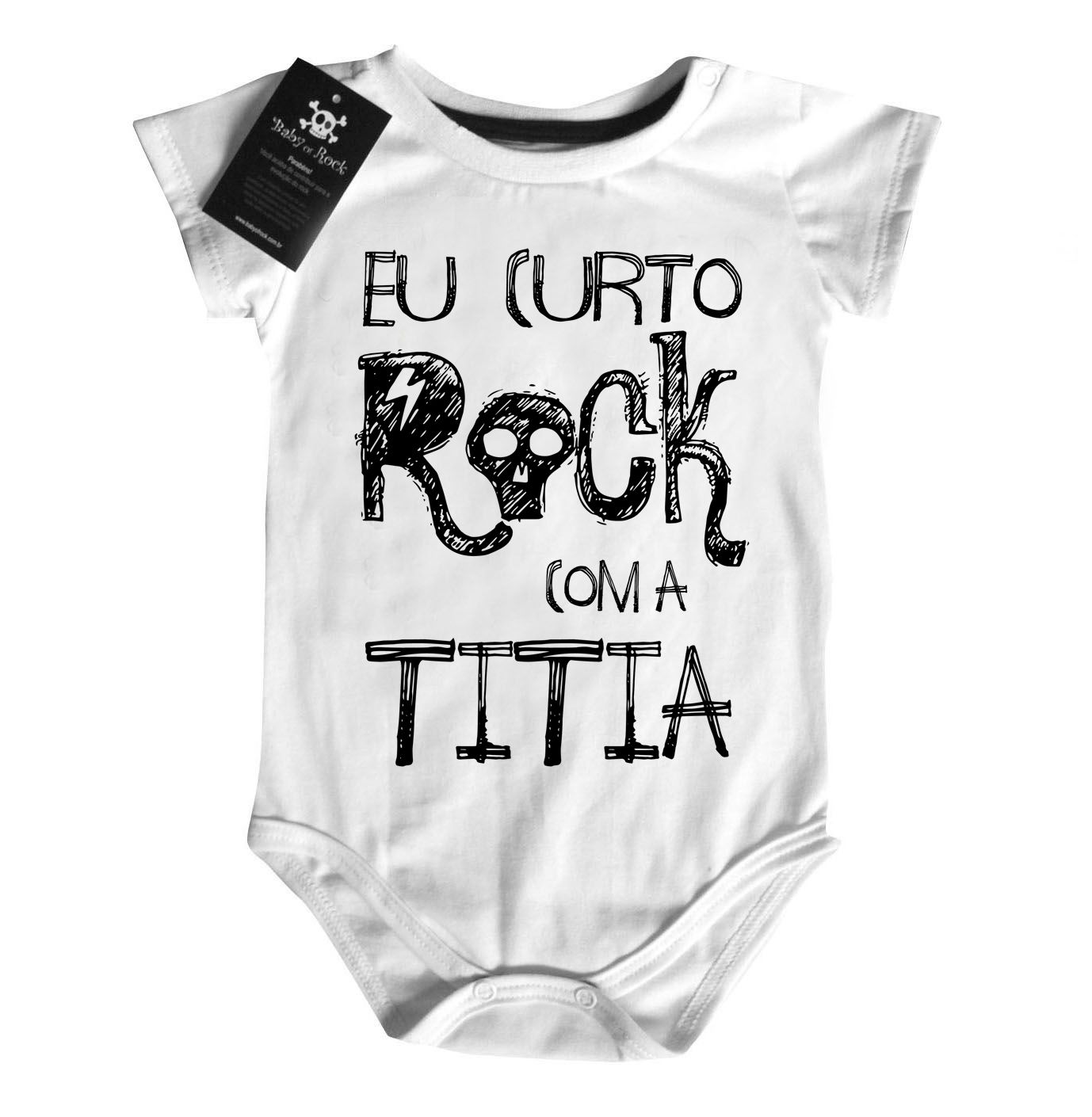 Body bebê rock Curto rock com a titia