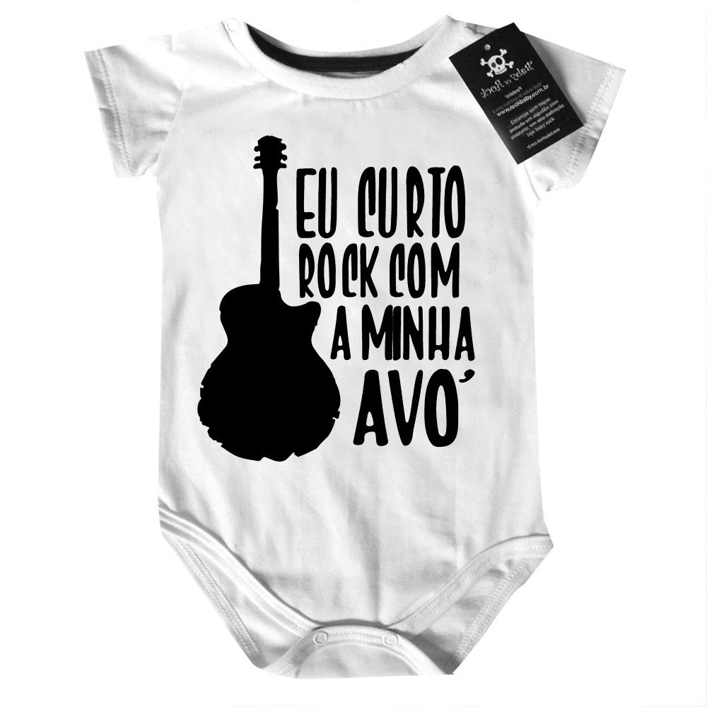 Body bebê Curto rock com a vovó