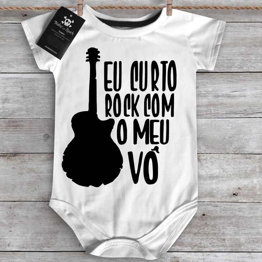 Body bebê Rock Curto rock com o vovô