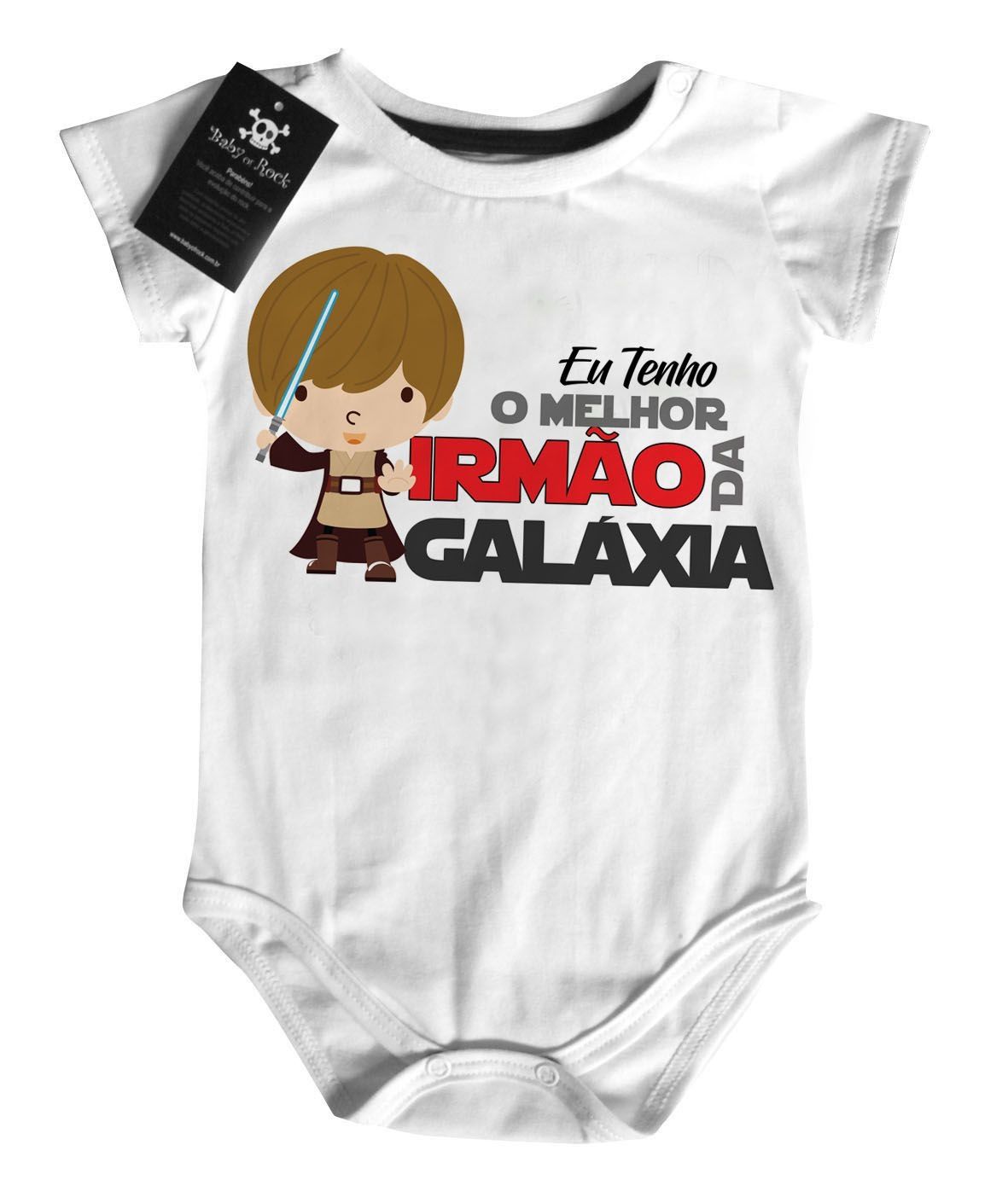 Body  bebê Divertido Tenho o melhor irmão da galaxia