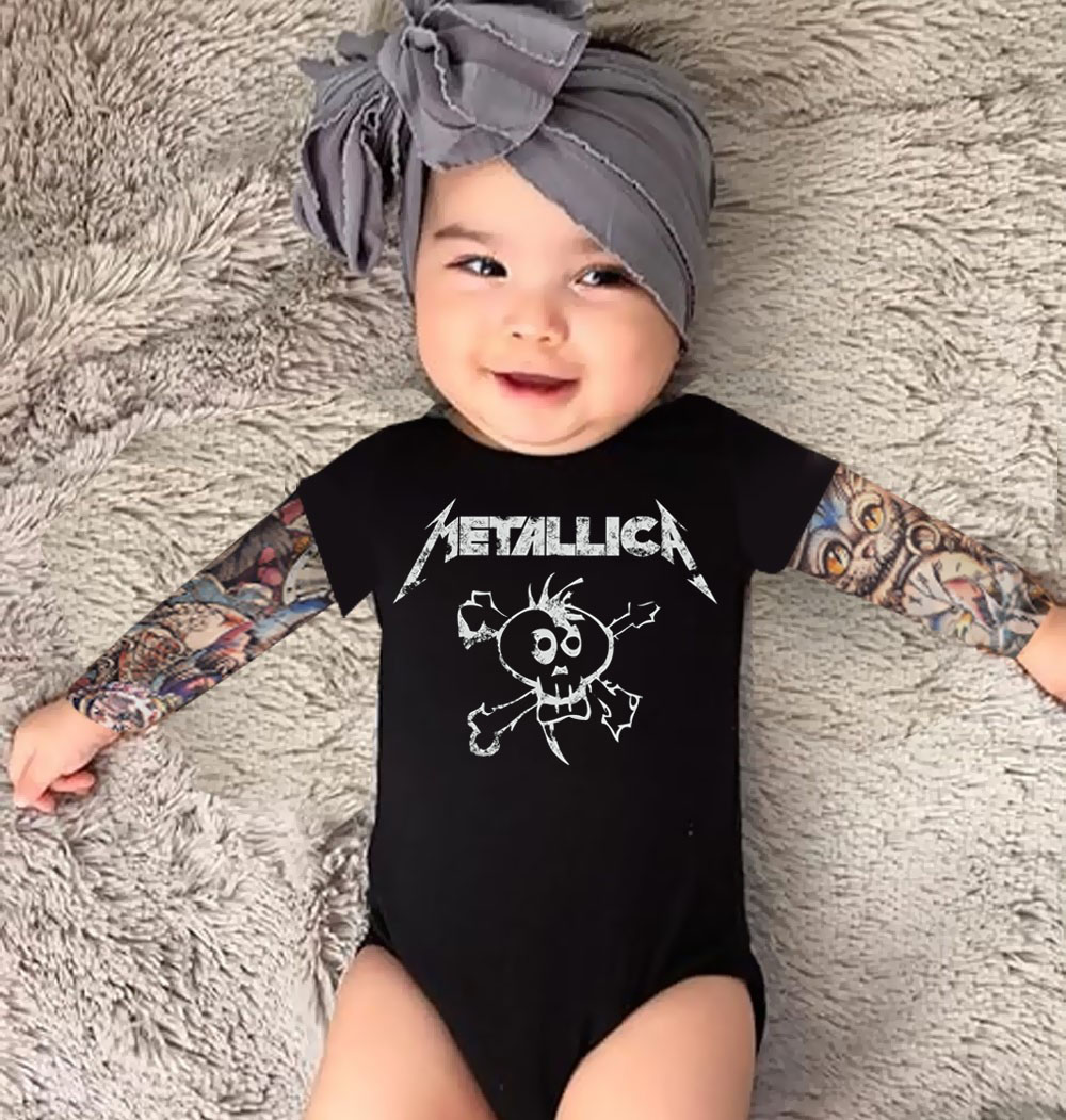 Body  bebê Manga Tatoo Metallica