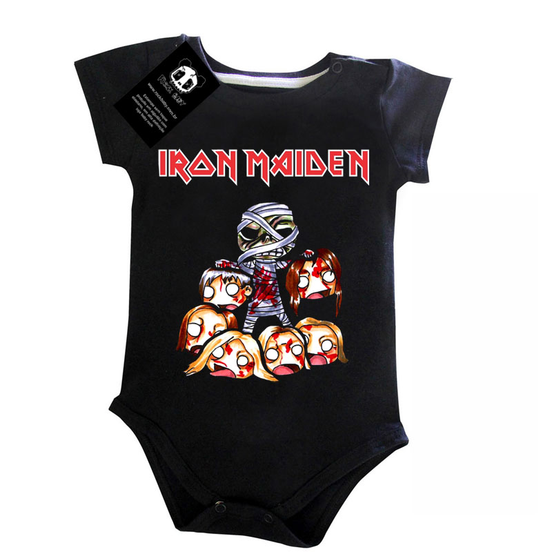 Body Bebê Rock Iron Maiden Cute Evil Preto