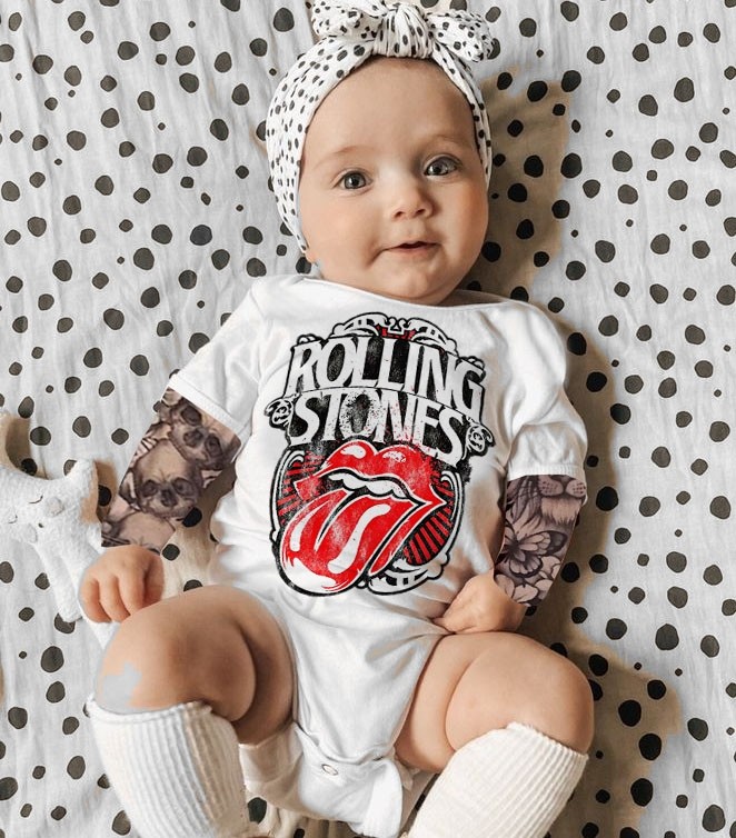Body  bebê Manga Tatoo Rolling Stones