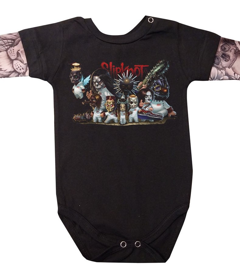 Body  bebê Manga Tatoo Slipknot Preto