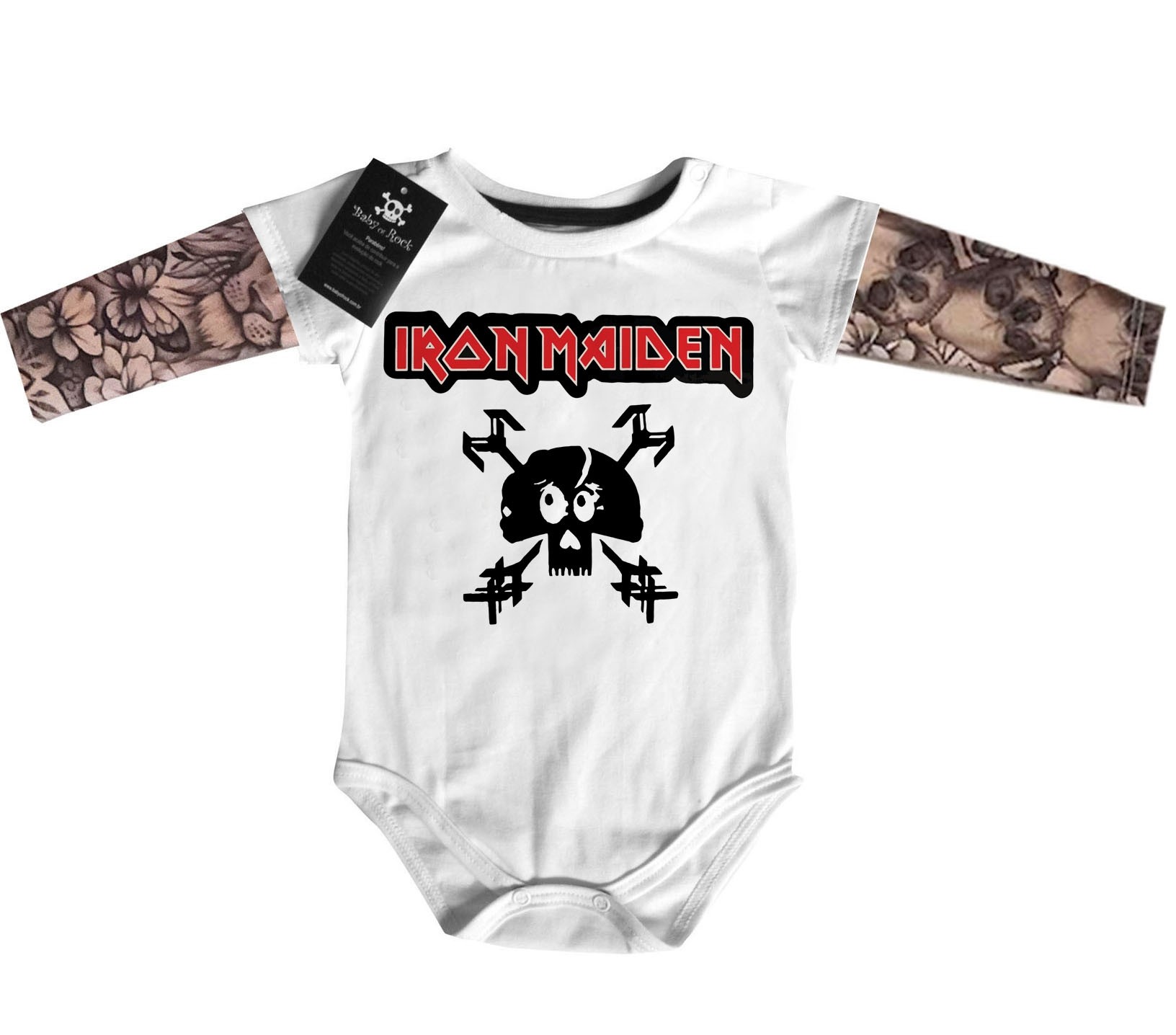 Body  bebê Manga Tatoo Iron Maiden — foto 2