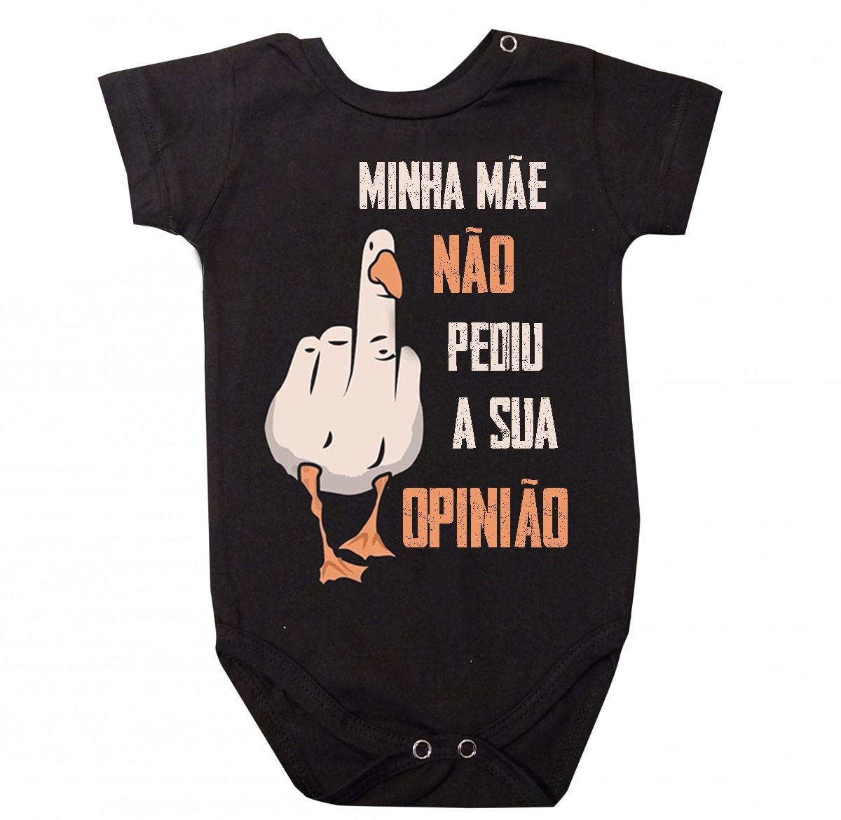 Body  bebê Divertido Mamãe não pediu sua opinião Preto