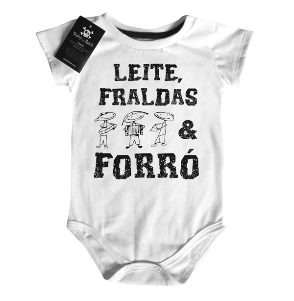 Body  bebê Musica Nacional Leite, fraldas e forró