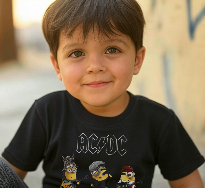 Camiseta  Infantil Rock ACDC Minions - preta — foto 2