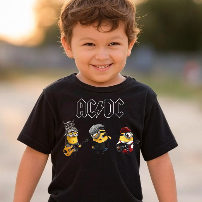Camiseta  Infantil Rock ACDC Minions - preta — foto 3