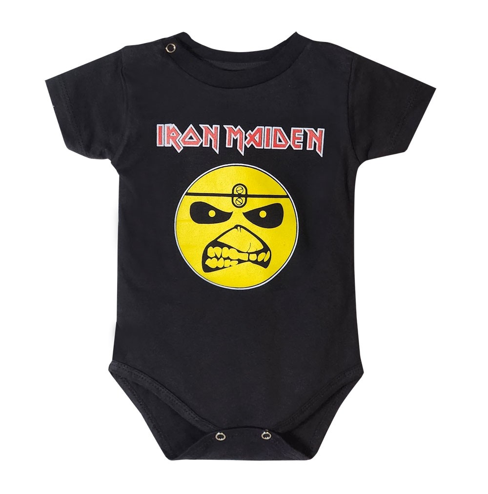 Body Bebê Rock Iron Maiden preto