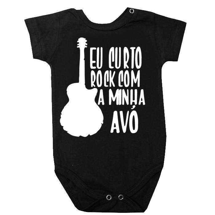 Body bebê rock Curto rock com a vovó preto