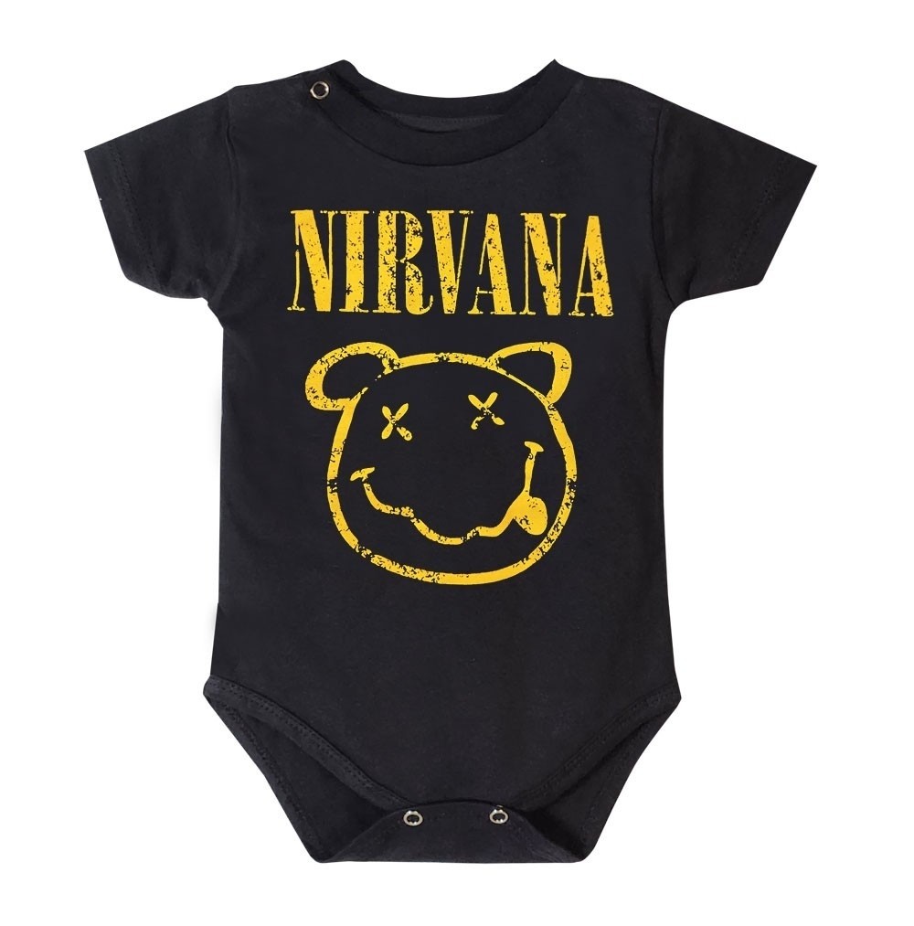 Body Bebê Rock Nirvana preto