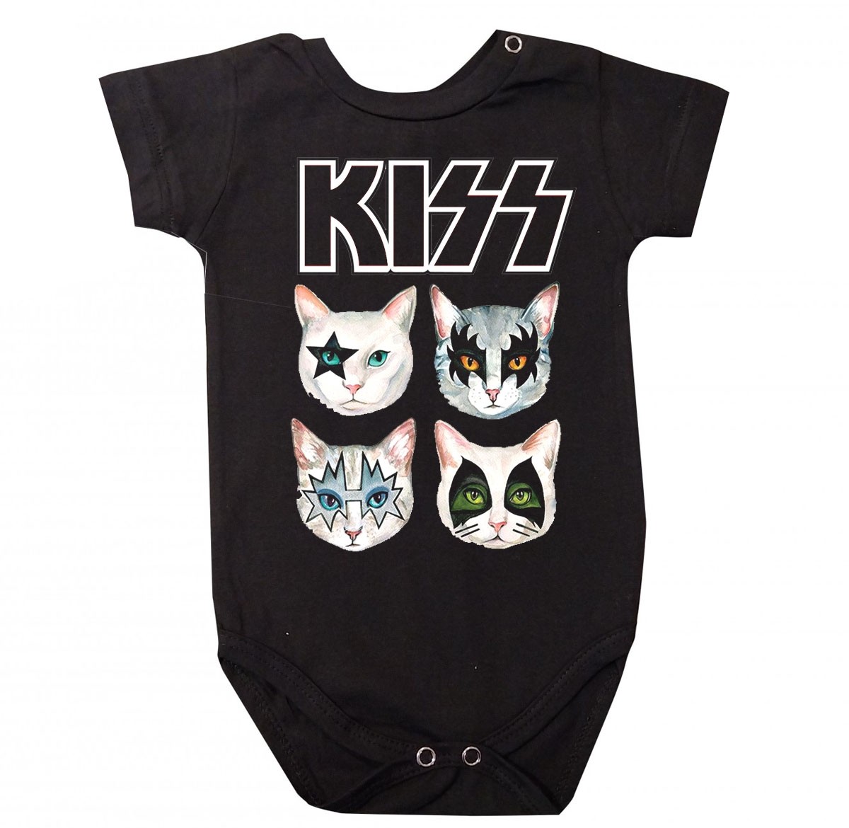 Body Bebê Rock  Kiss Cat preto