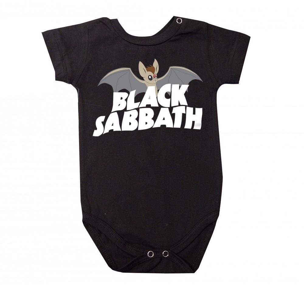 Body Bebê  Rock Metal Black Sabbath Bat preto