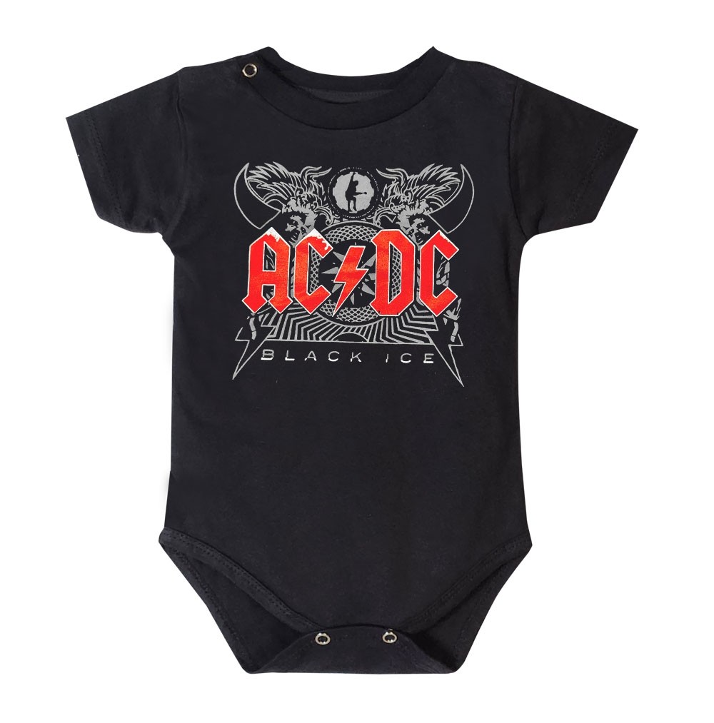 Body Bebê Rock Acdc Preto